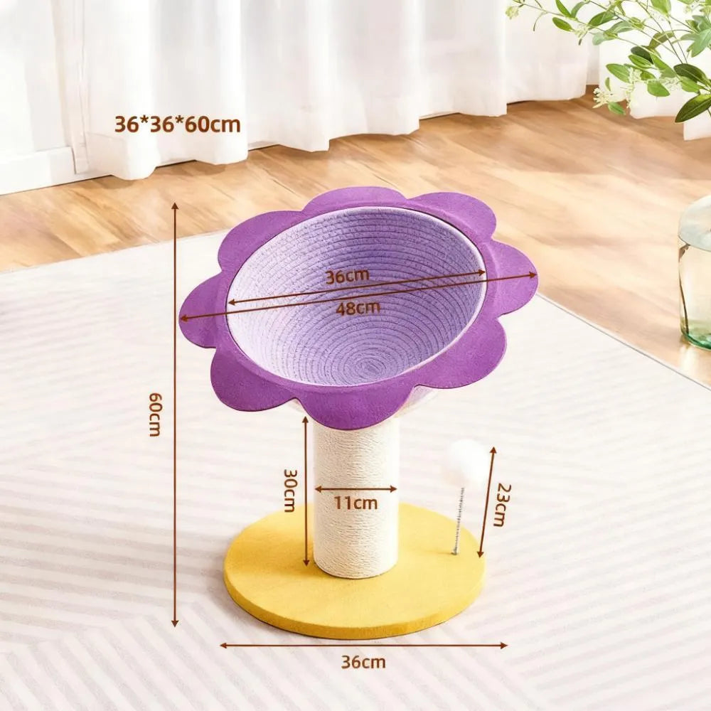 Cat Scratching Tree with Cozy Hand-Woven Bed & Sisal Post