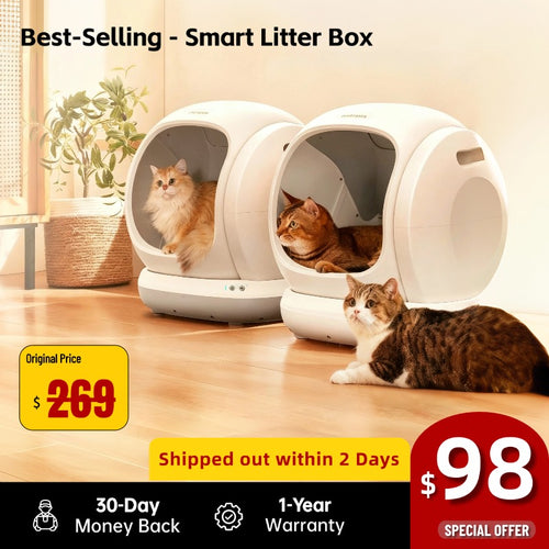 Self-Cleaning Litter Box – Automatic, App-Controlled, Extra-Large 75L Low-Entry Box for Multiple Cats