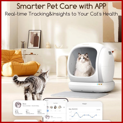 Self-Cleaning Litter Box – Automatic, App-Controlled, Extra-Large 75L Low-Entry Box for Multiple Cats