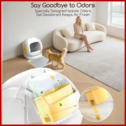 Self-Cleaning Litter Box – Automatic, App-Controlled, Extra-Large 75L Low-Entry Box for Multiple Cats