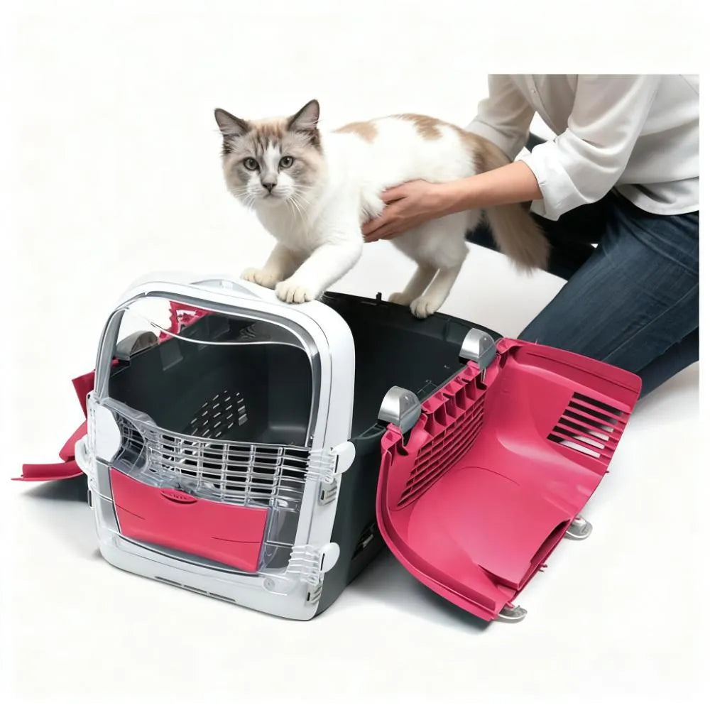 Cherry Red Pet Carrier for Cats & Small Dogs - Foldable Design