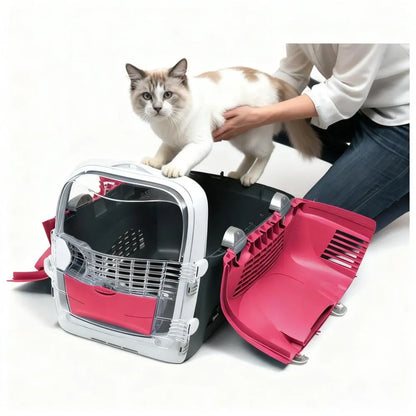 Cherry Red Pet Carrier for Cats & Small Dogs - Foldable Design