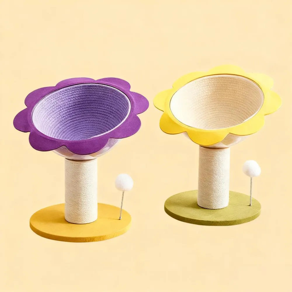 Cat Scratching Tree with Cozy Hand-Woven Bed & Sisal Post