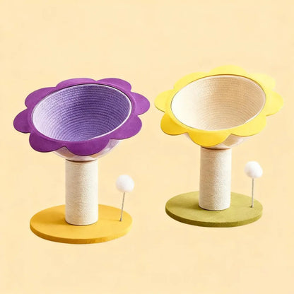 Cat Scratching Tree with Cozy Hand-Woven Bed & Sisal Post