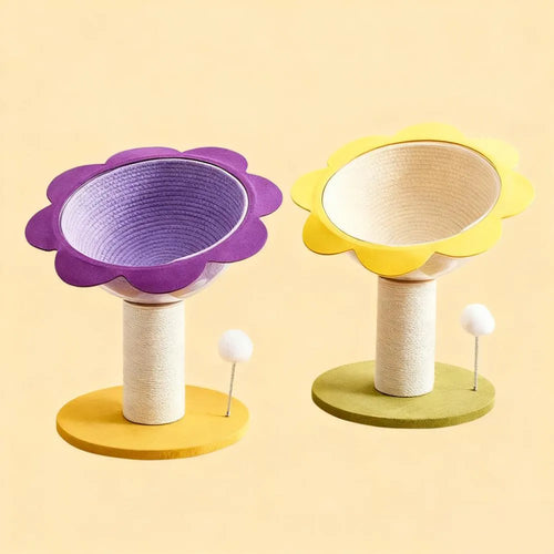 Cat Scratching Tree with Cozy Hand-Woven Bed & Sisal Post