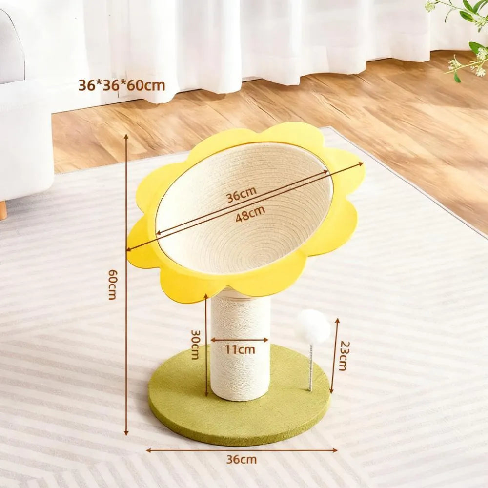 Cat Scratching Tree with Cozy Hand-Woven Bed & Sisal Post