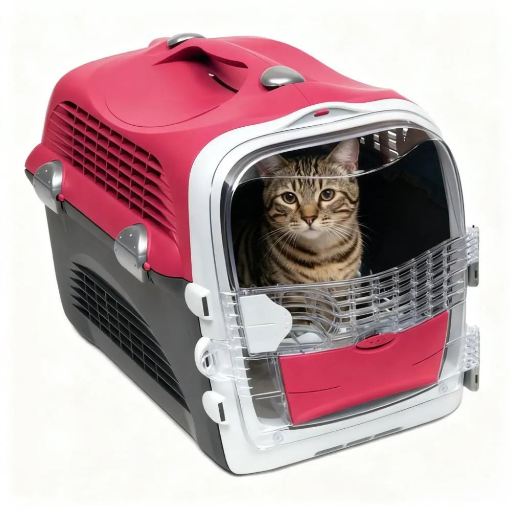 Cherry Red Pet Carrier for Cats & Small Dogs - Foldable Design
