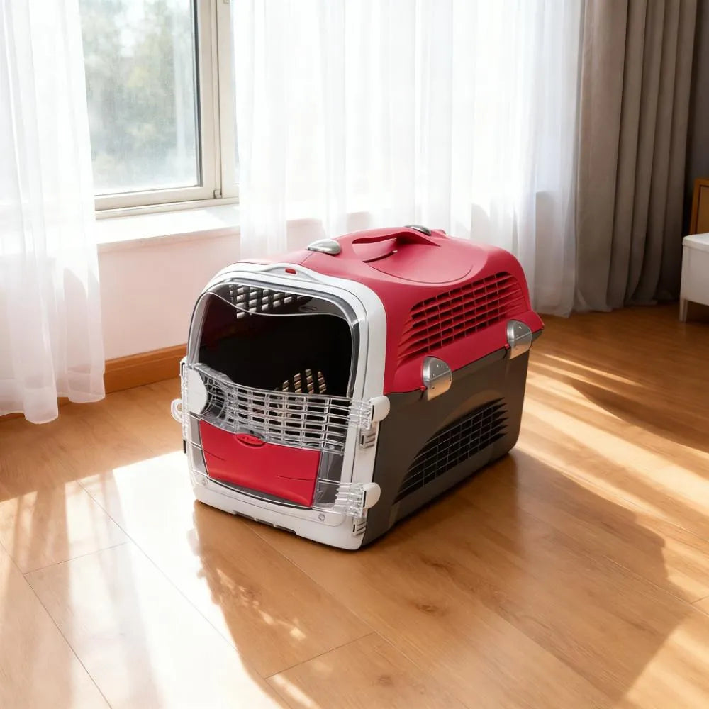 Cherry Red Pet Carrier for Cats & Small Dogs - Foldable Design